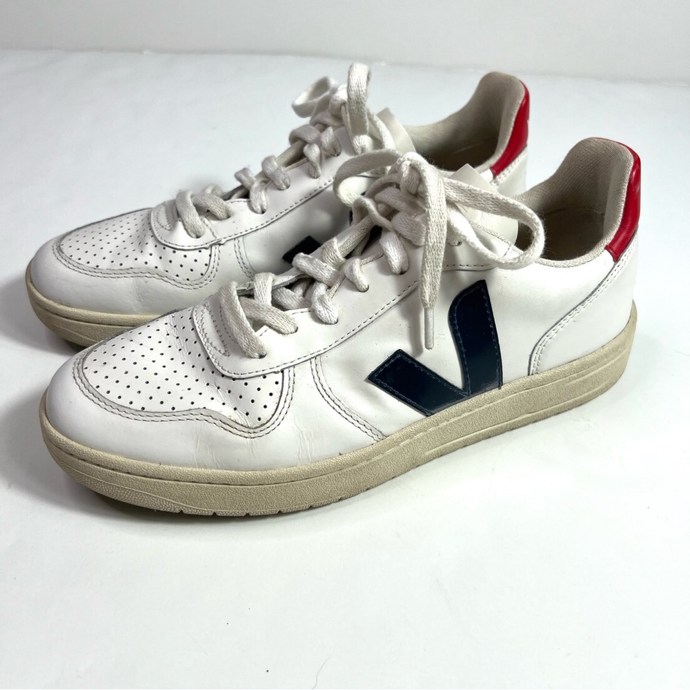 Veja V-10 Leather Sneakers Size 39 US 8 - Picture 5 of 14